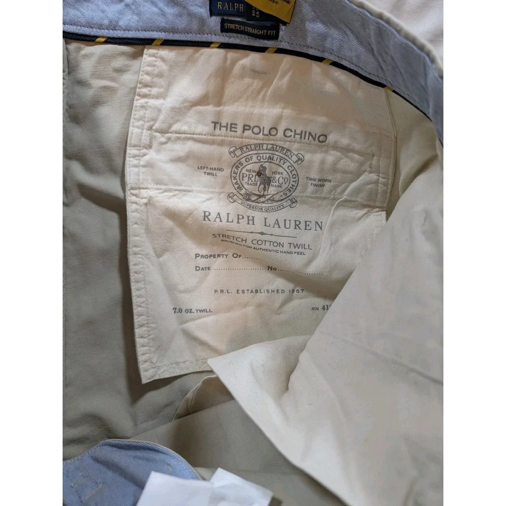 Polo Ralph Lauren The Polo Chino Pants Mens 40x30 Khaki Stretch Straight Fit